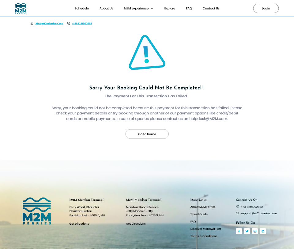 Mockup showing booking error